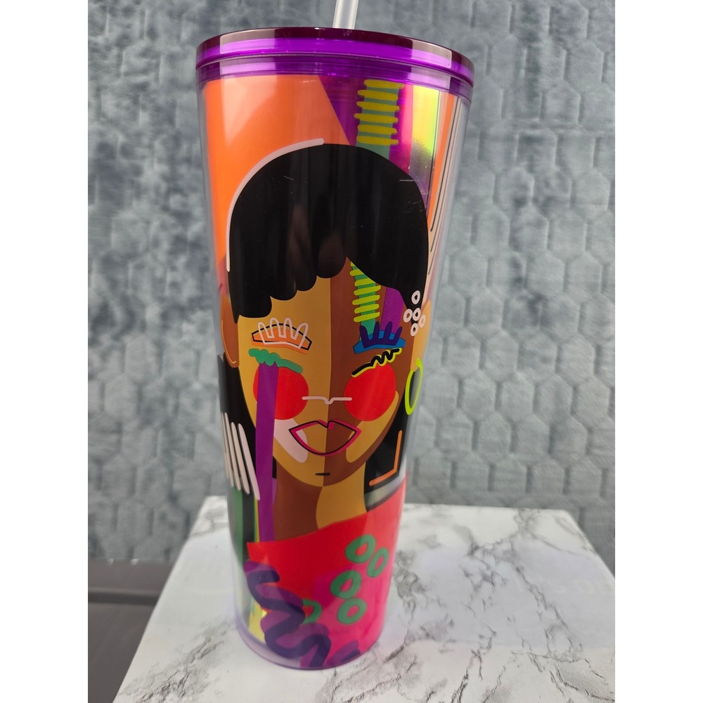 Starbucks She x This Iridescent Abstract Portrait Cold Cup Tumbler 24oz Purple